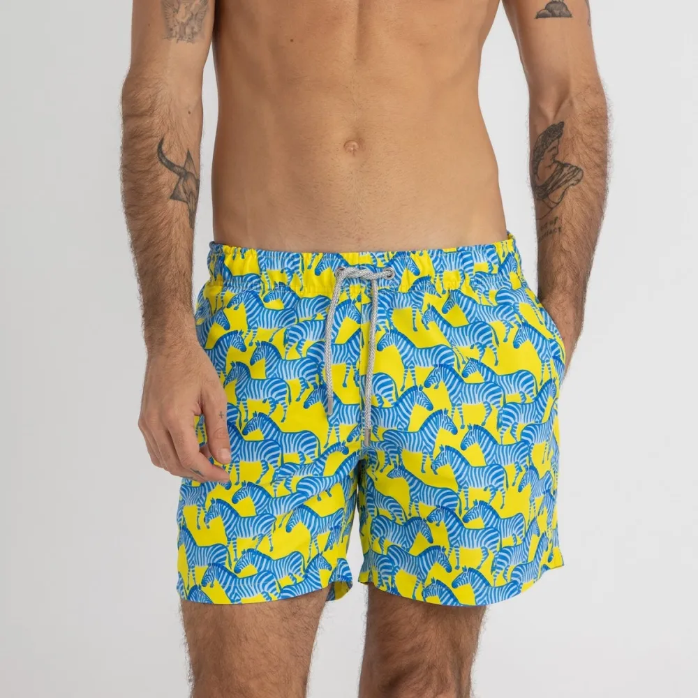 Yellow Zebra Swim Shorts
