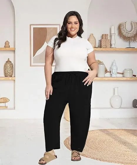 Women’s Linen Blend Wide Leg Pants