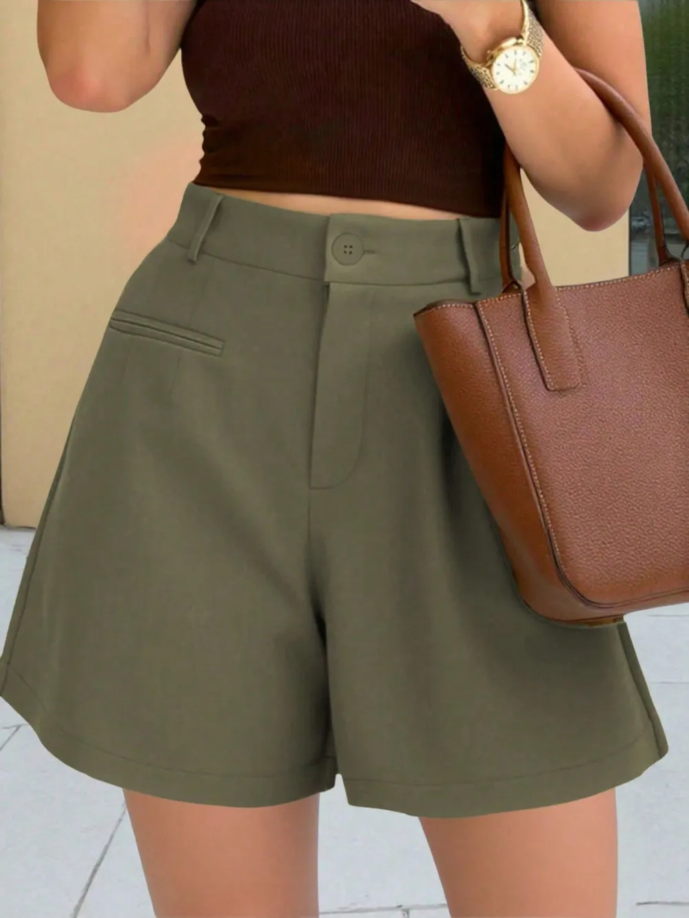 Textured High Waist Shorts