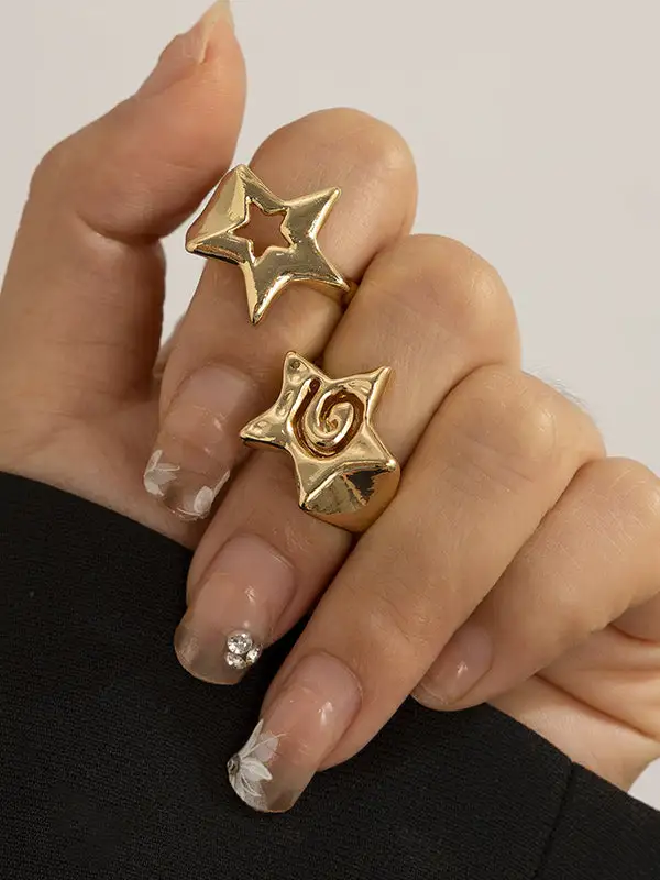 Minimal Adjustable Cutout Star Motif Ring