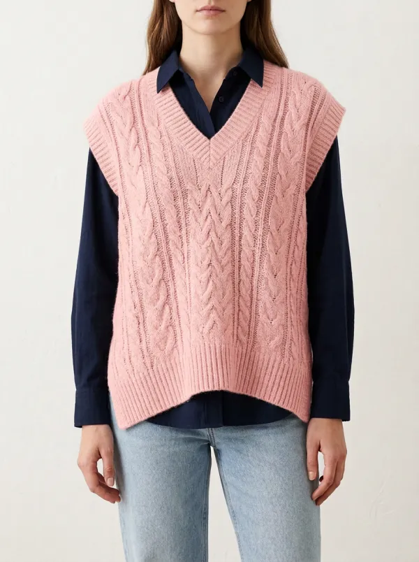 Vneck Cable Sweater Vest