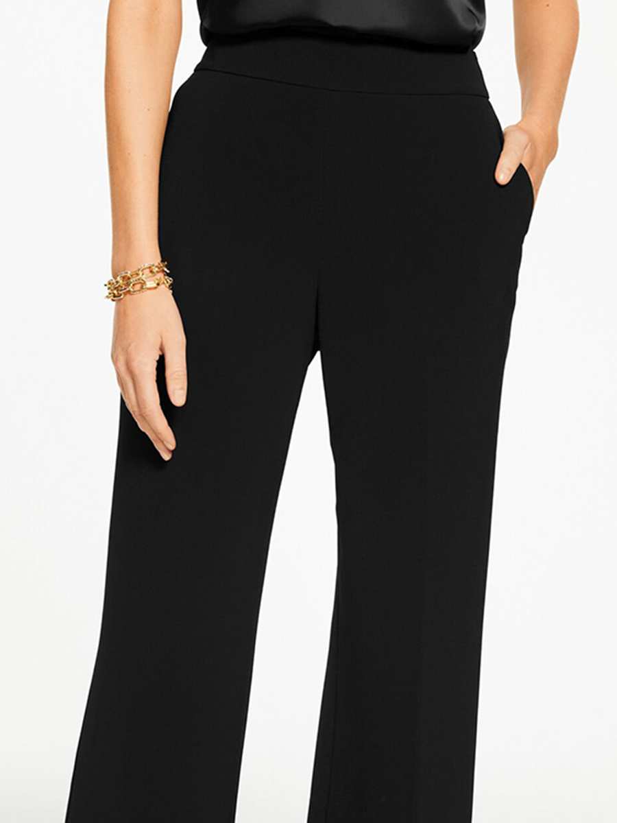 Women'S Black High-Waisted Wide-Leg Casual Pants