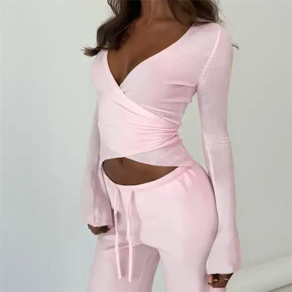 Neck Knit Two Piece Set