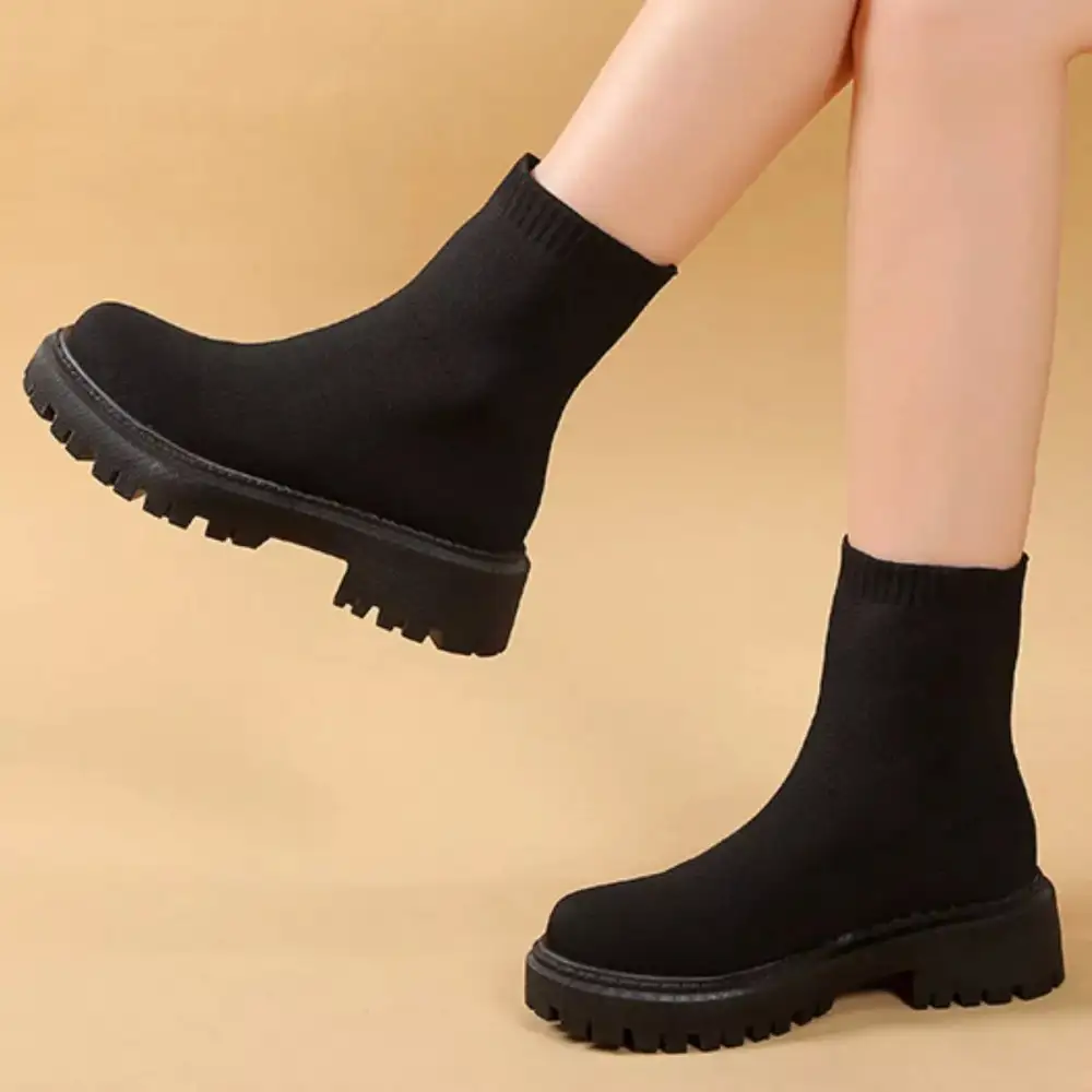 Round Toe Block Heels Boots