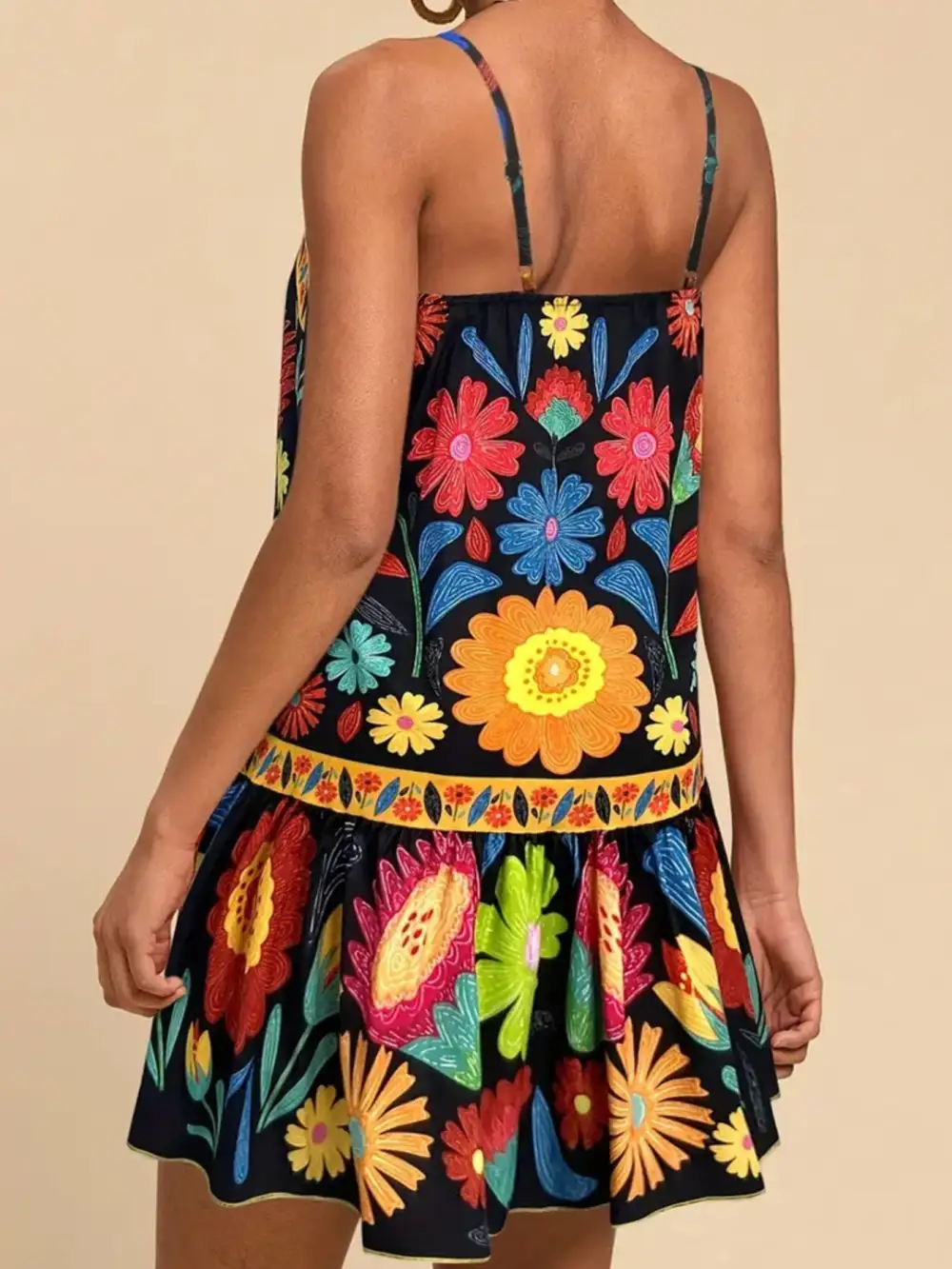 Floral Printed Sleeveless Mini Dress