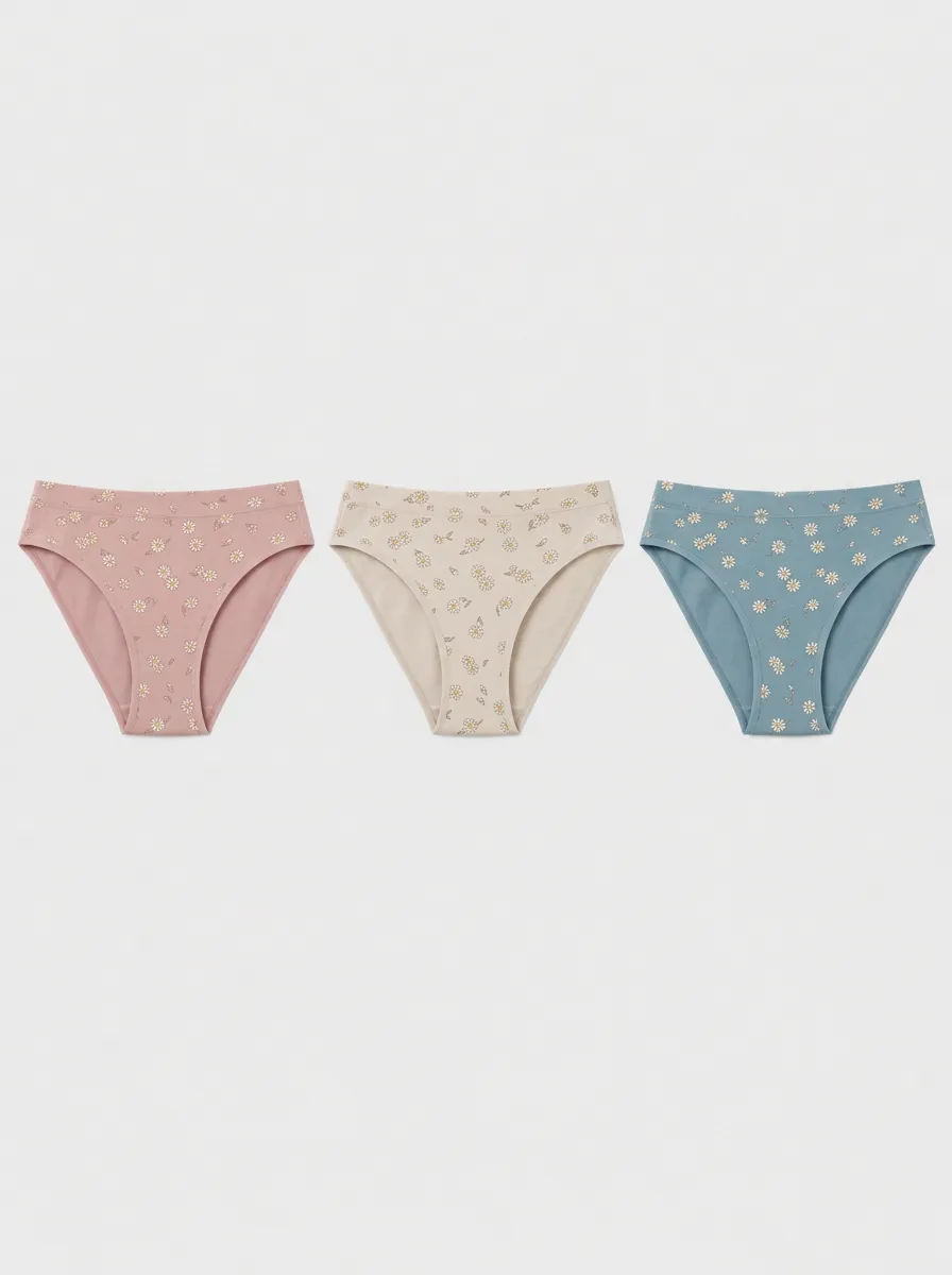 Women's Multicolor Floral Patterned Briefs 3-Pack