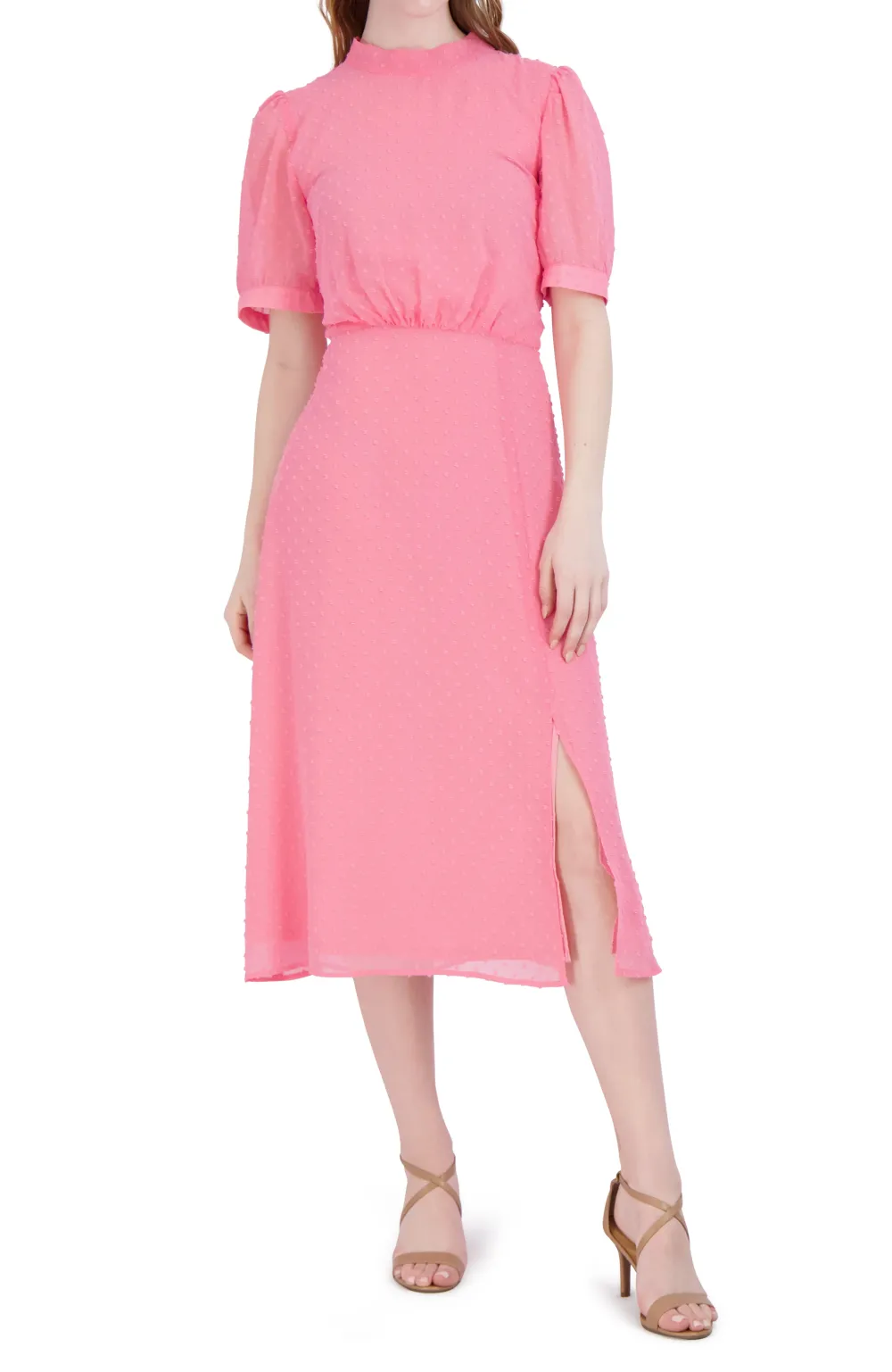 Mock Neck Balloon Sleeve Dress