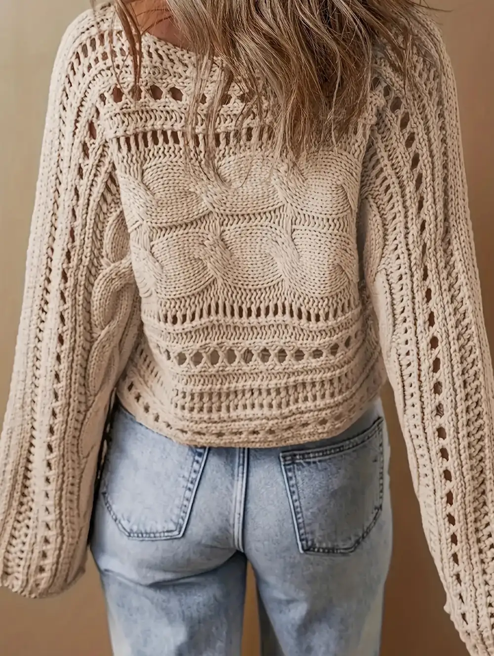 Crew Neck Short Crochet Cover Up Openwork Shirt