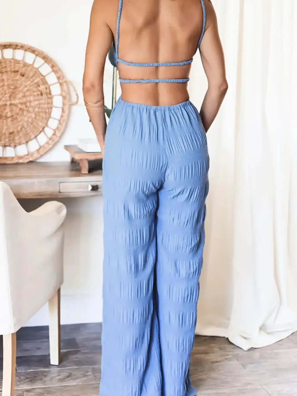 Panel Detail Wide Leg Jumpsuit