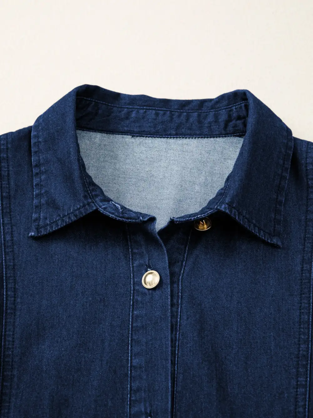 Denim Button Front Tie Waist Midi Dress