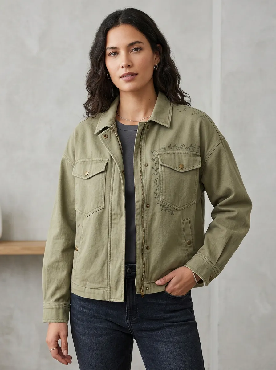 Women's Botanical Floral Vine Printed Jacket