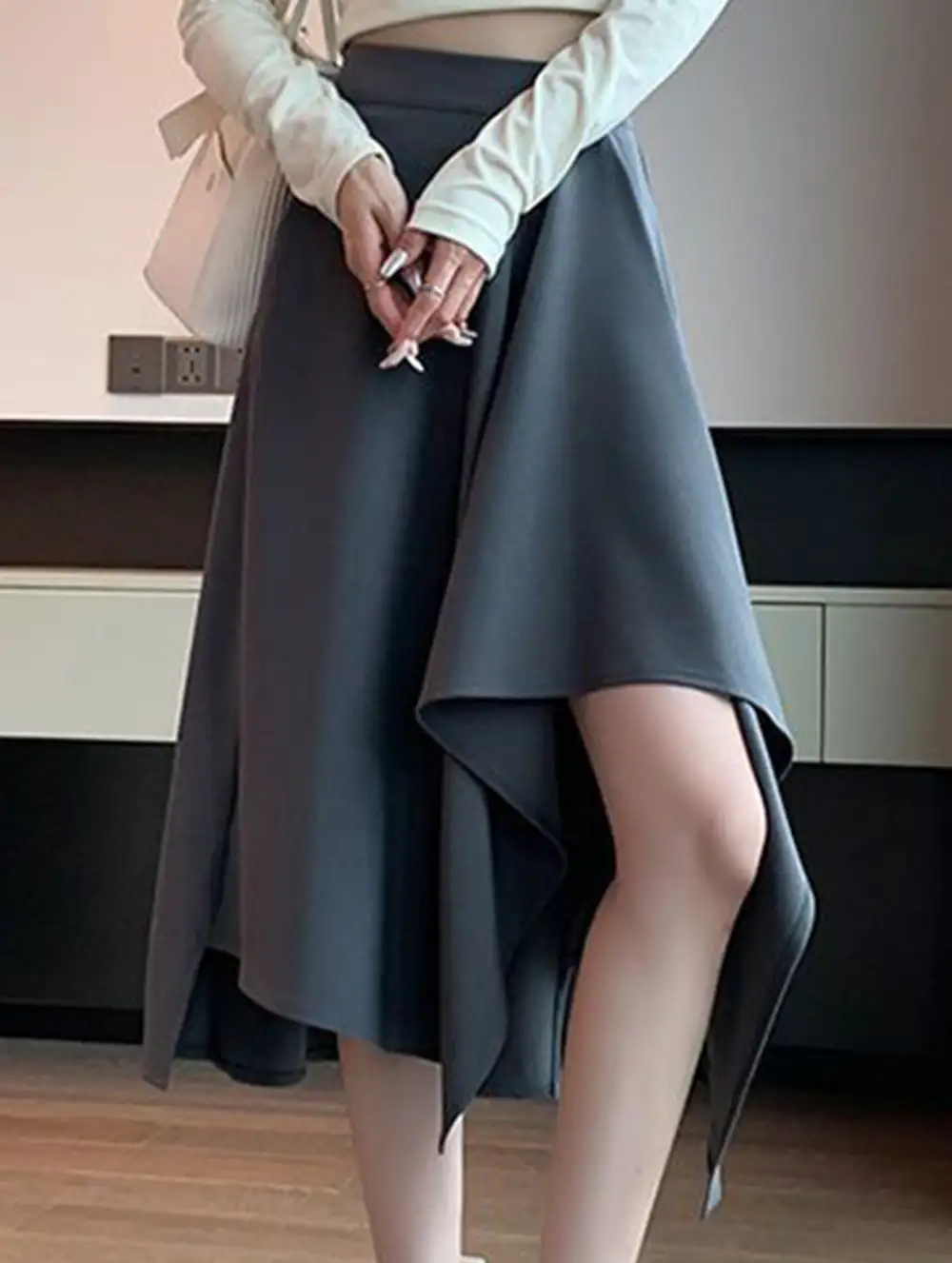 Irregular A-Line Midi Skirt