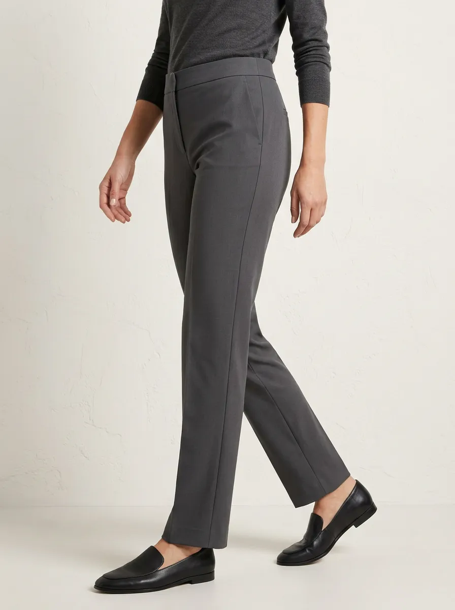 Casual-Ready Straight-Leg Mid-Rise Straight Leg Trousers