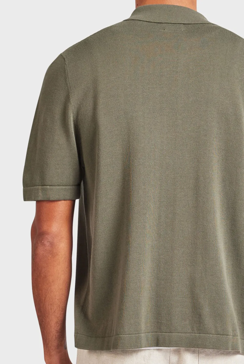 Smoke Pine Contrast Stripe Knit Shirt