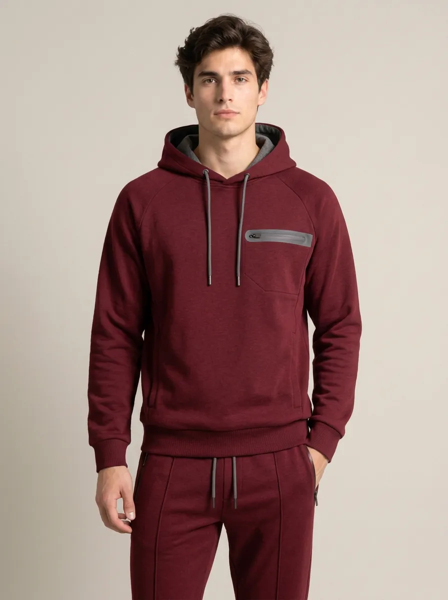 Men's Casual Sporty Charcoal Grey Zipper Pocket Hoodie Jogger Set