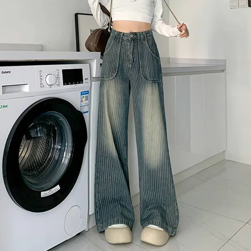High Waist Distressed Wide Leg Jeans