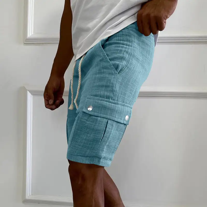 Men's Lightweight Woven Cargo Shorts with a Drawstring Waist for Casual Styling