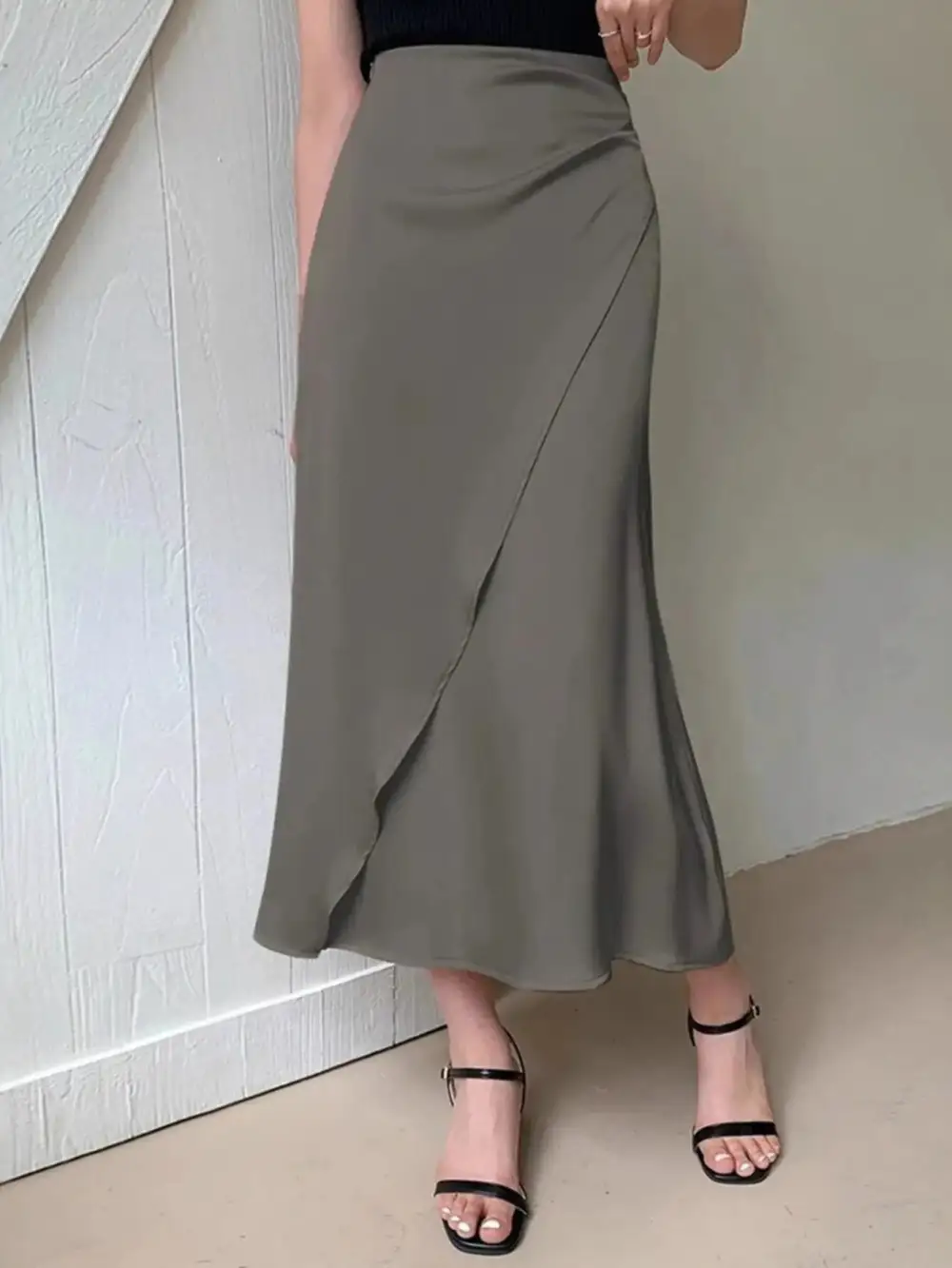 Airy Wrap Asymmetric Skirt