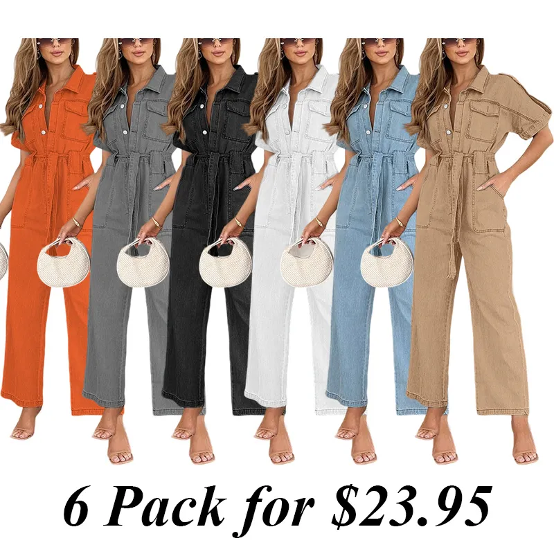 6PACK-Women's Fashion Casual Half Sleeve jumpsuit