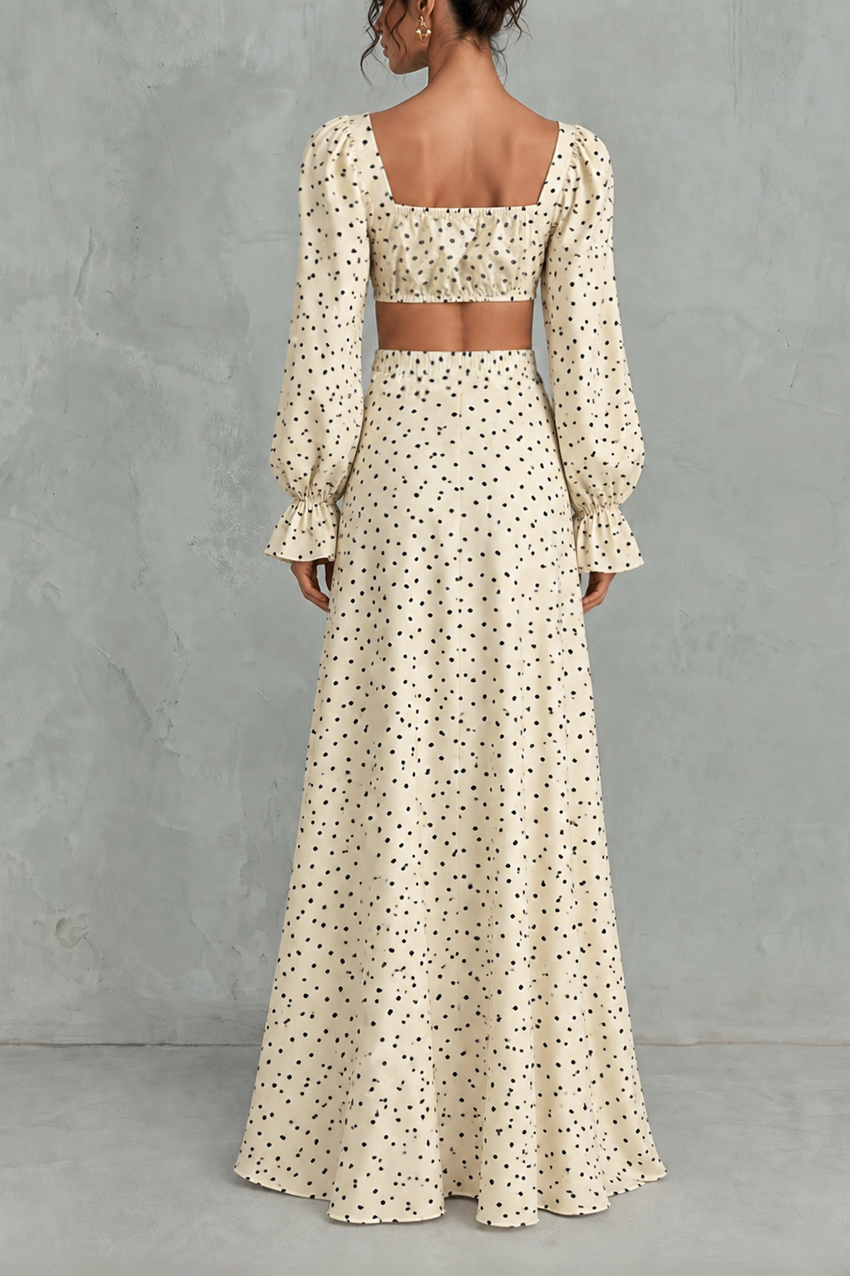Lace Polka Dot Matching Skirt Set