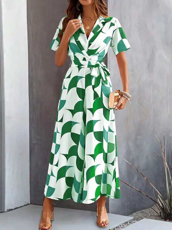 Jumpsuits Met Hoge Taille Losvallende Knopen En Contrasterende