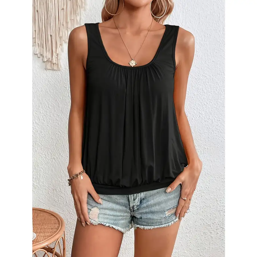 Full Size Ruched Scoop Neck Tank