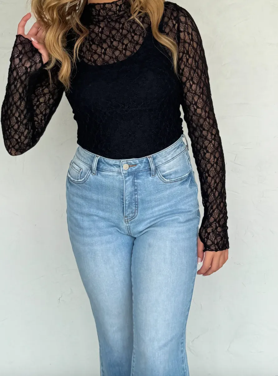 Effortless Lace Mock Mesh Top