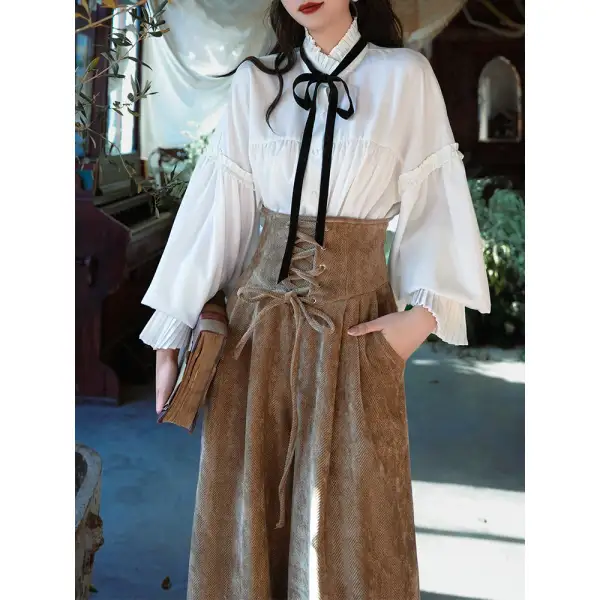 Versatile Clean Wide Leg Lace Up Pants