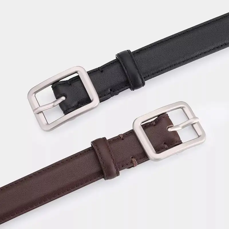 Minimal Classic Leather Belt with Buckle