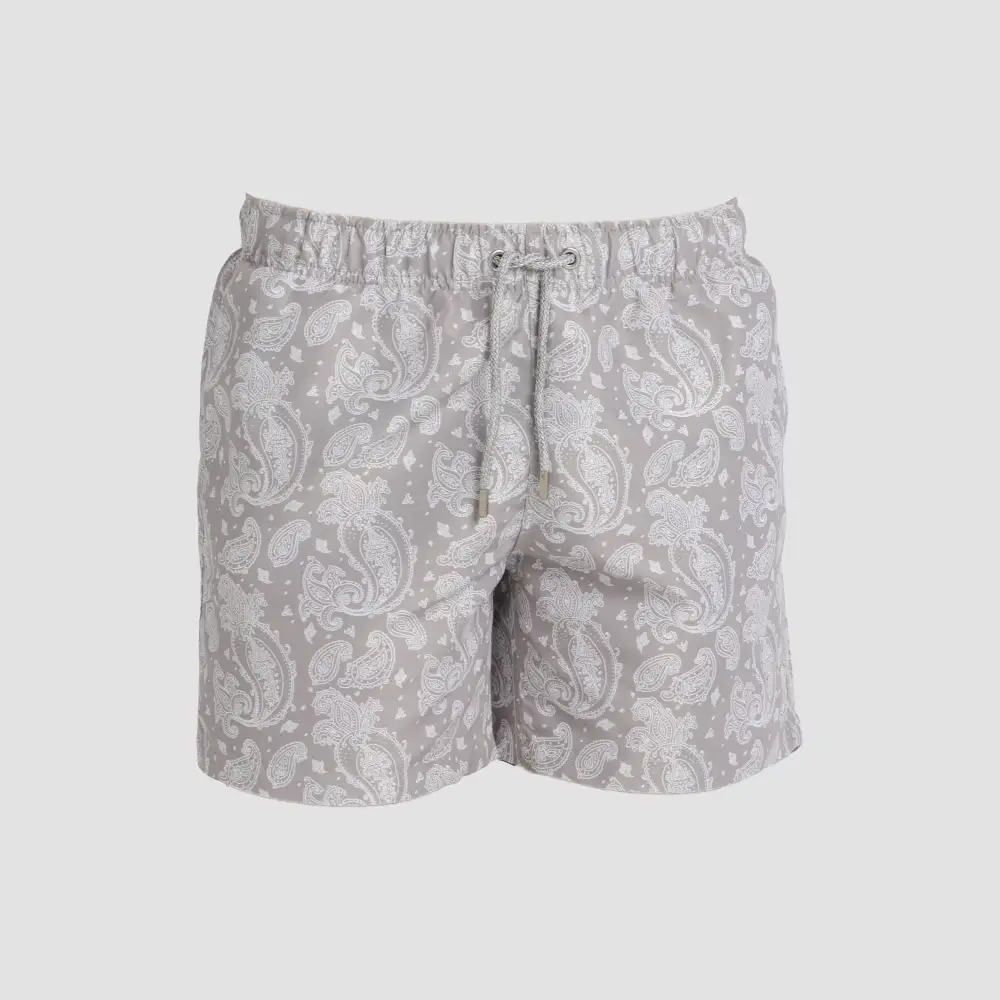 Taupe Paisley Swim Shorts