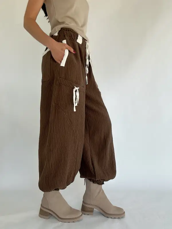 Casual Striped Wide Leg Pants