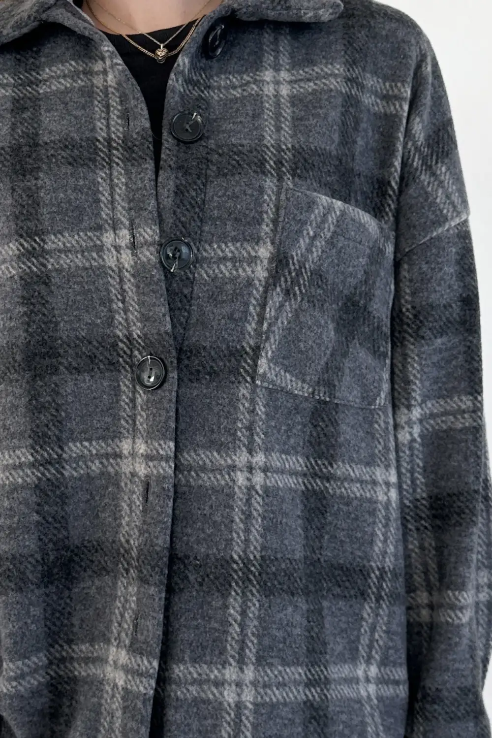 Plaid Button Front Jacket