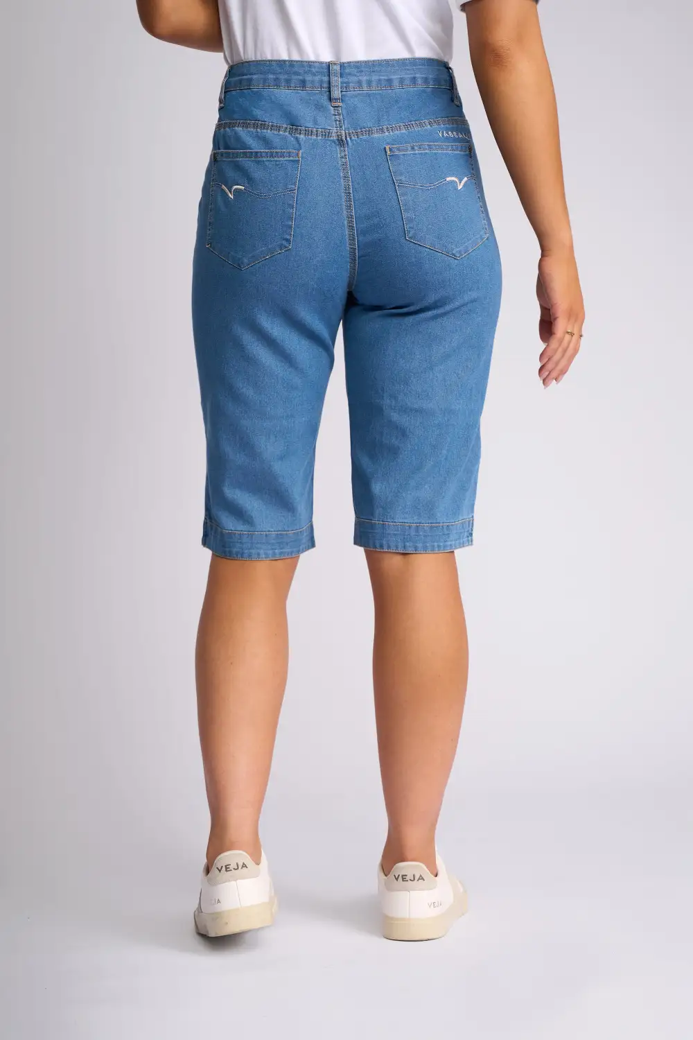Women's Knee-Length Stretch Denim Shorts