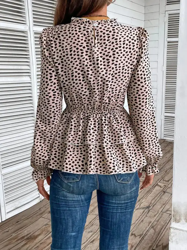 Relaxed Smocked Round Neck Blouse