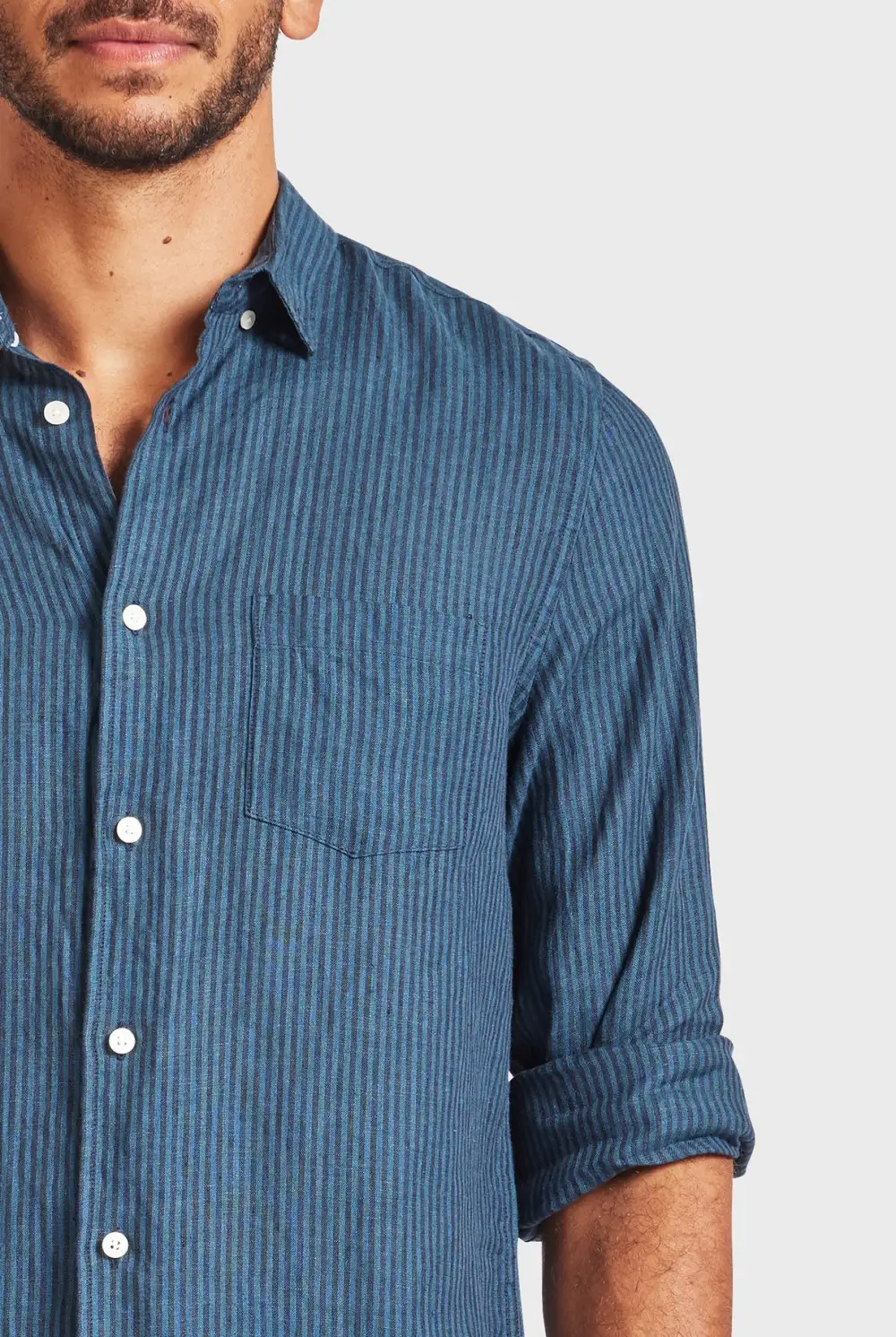 Rory Linen Shirt-Bluegrass/navy