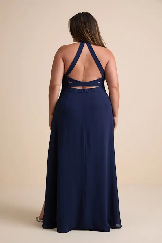 Confidently Charismatic Emerald Backless Halter Maxi Dress