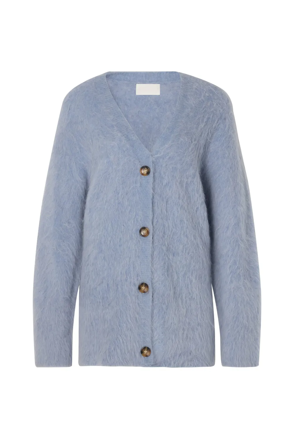 Fuzzy V Neck Button Front Cardigan