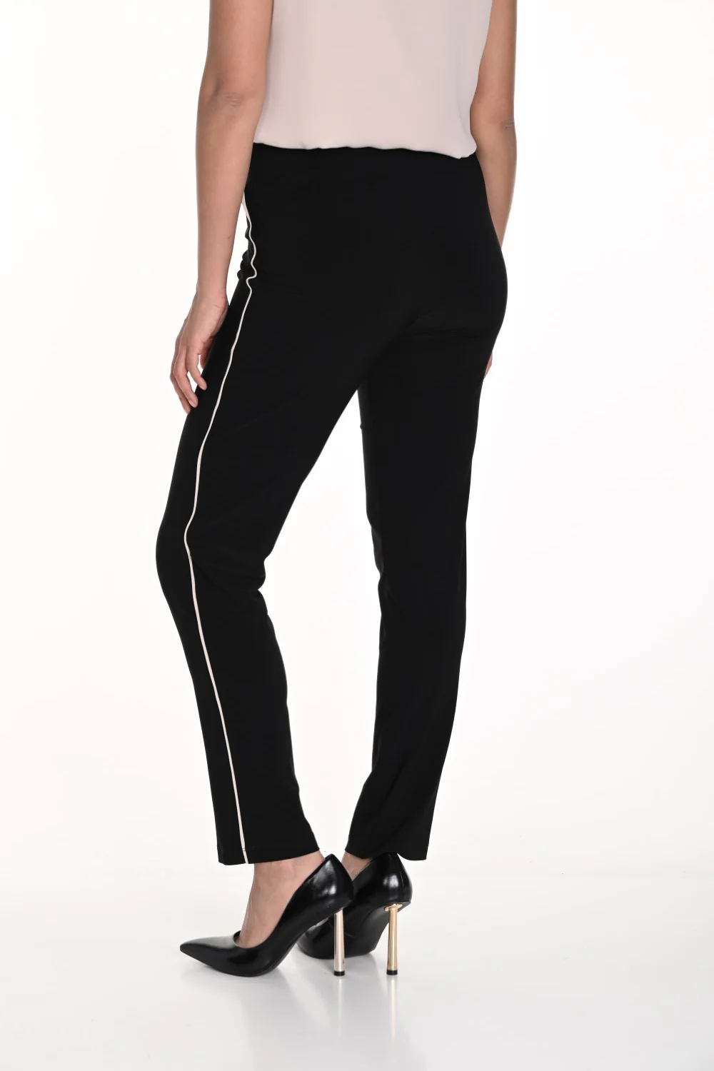 Black and Beige Stripe Skinny Pants