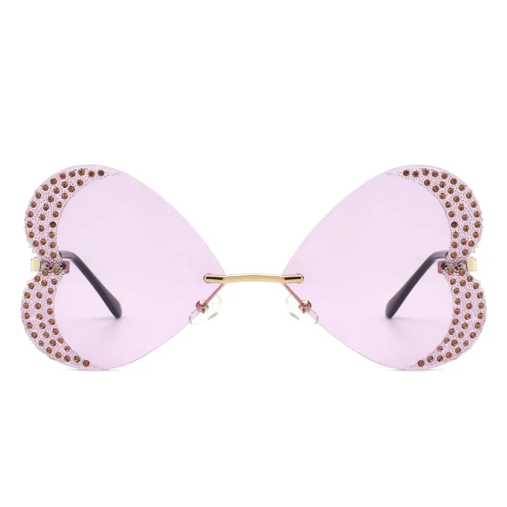 Rimless Butterfly Frame Sunglasses