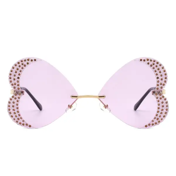 Rimless Butterfly Frame Sunglasses