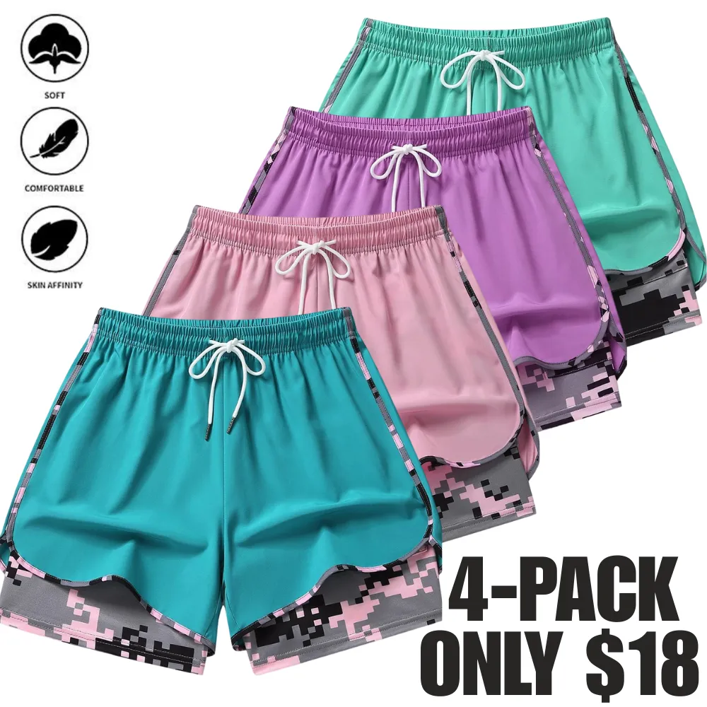 2-in-1 High Waist Athletic Shorts – Quick-Dry Summer Activewear