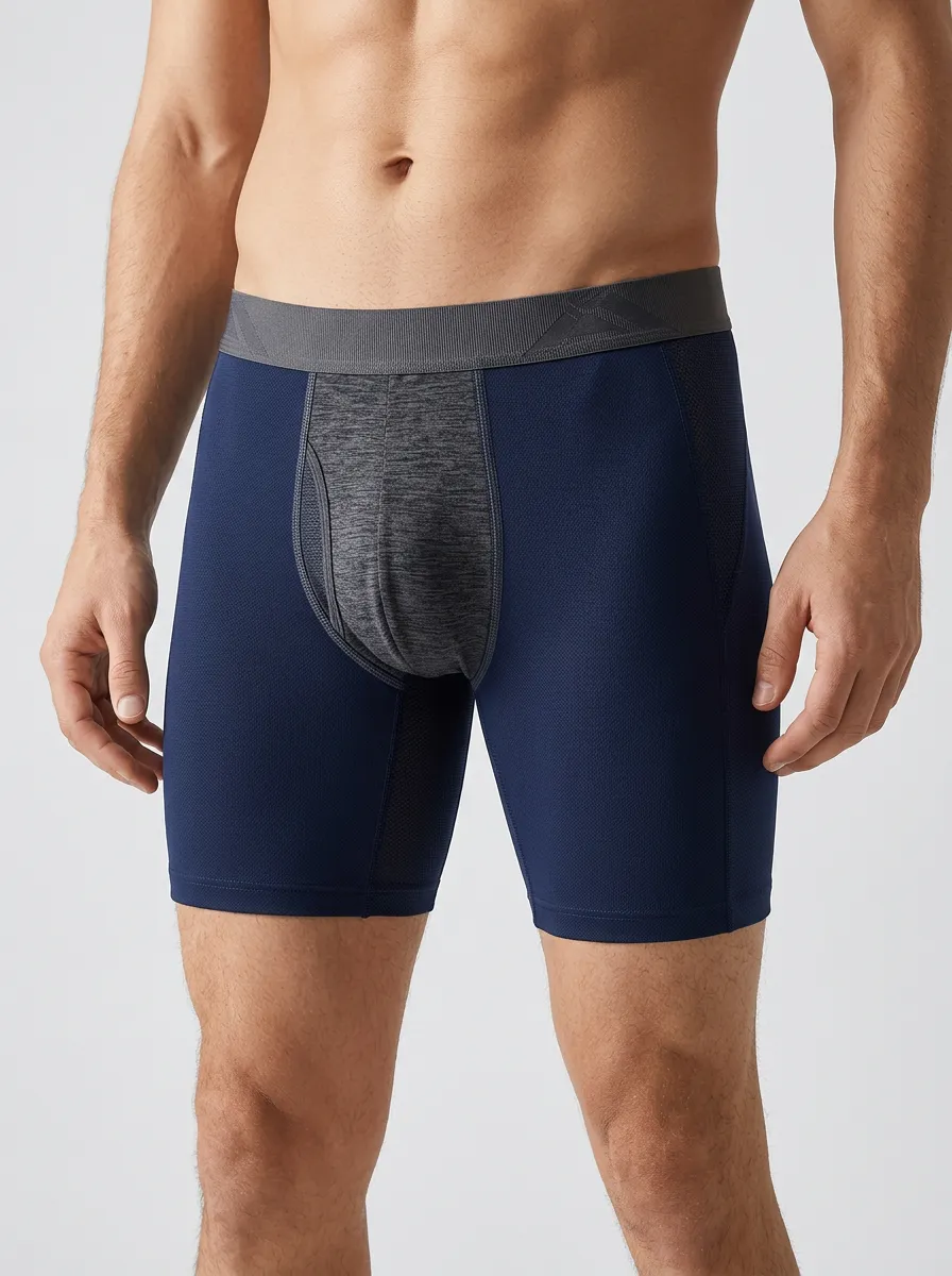 Men's Athletic Performance Heathered Contrast Printed Boxer Briefs