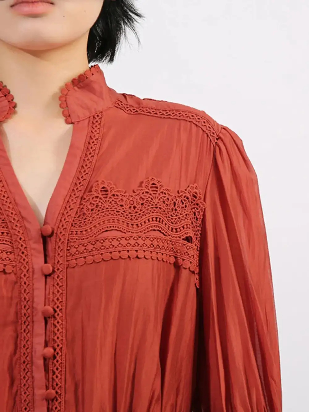 Easy Fit Lace Ruffle Long Sleeve Dress