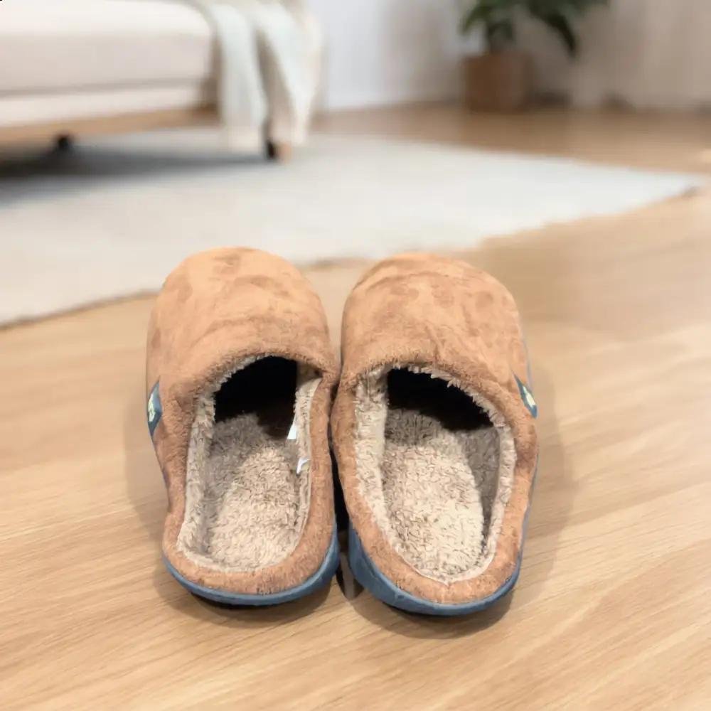 Suede-Look Plush House Slippers