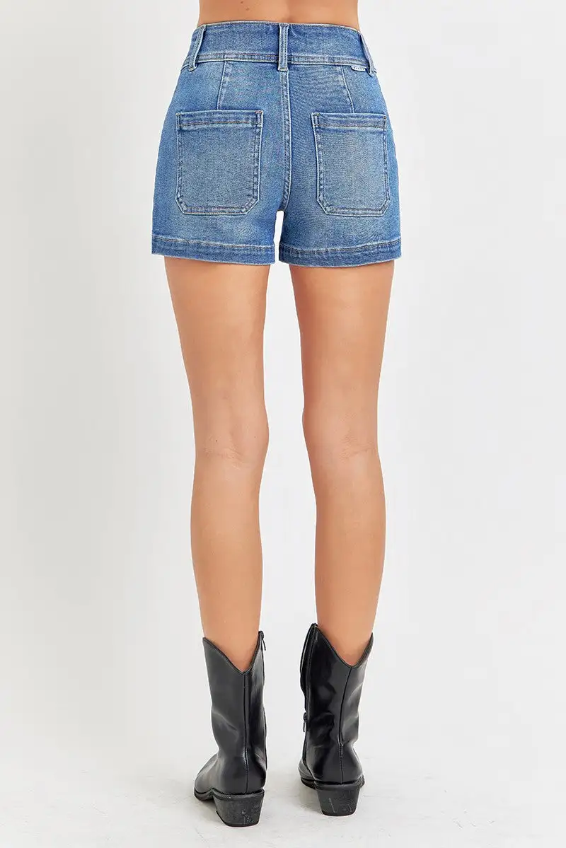 Relaxed High Rise Pocket Detail Shorts