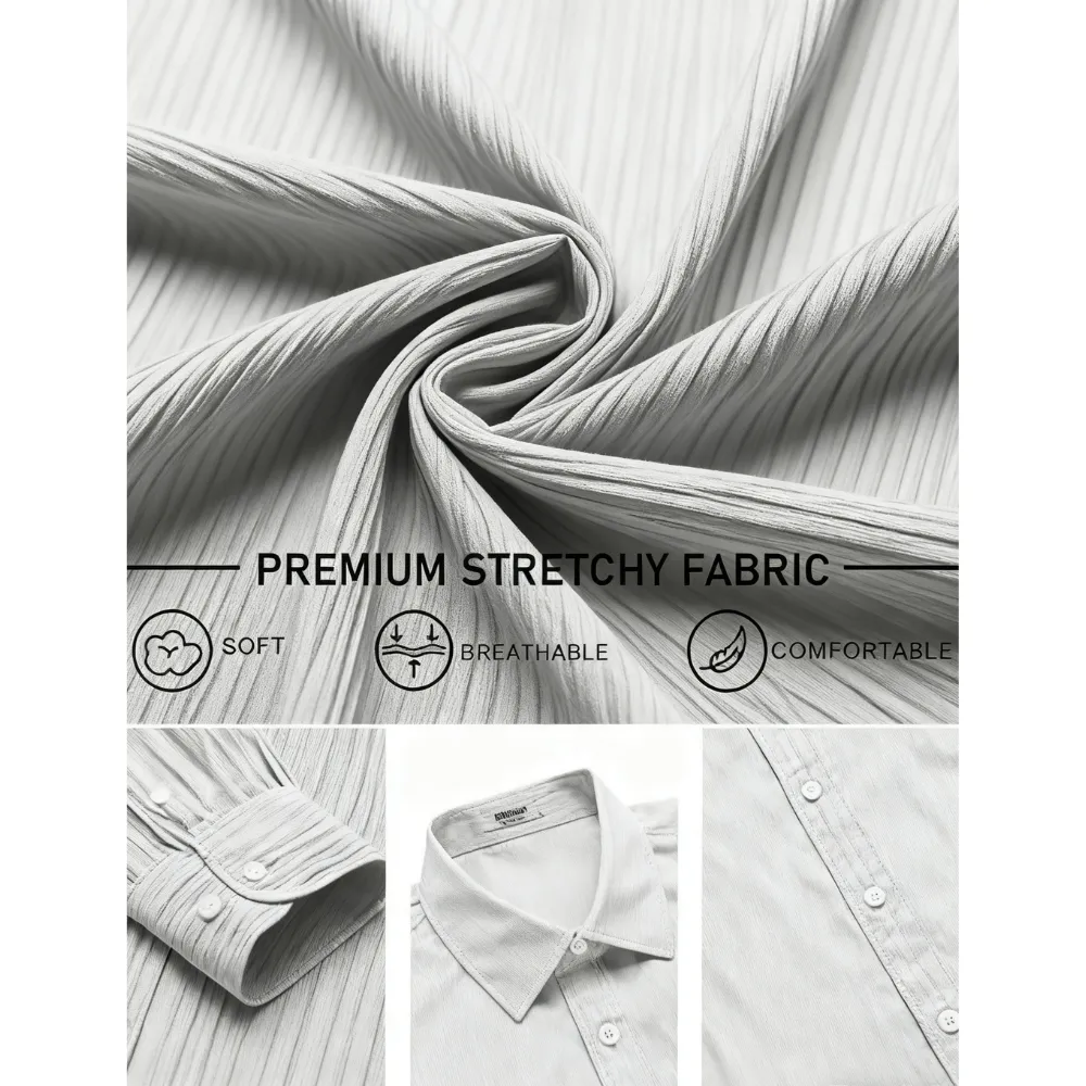 Men's Shirt Wrinkle Free Dress Shirt Long Sleeve Button Menswear