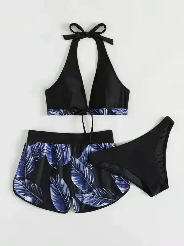 Multi Printed Layered Bikini Swim Set