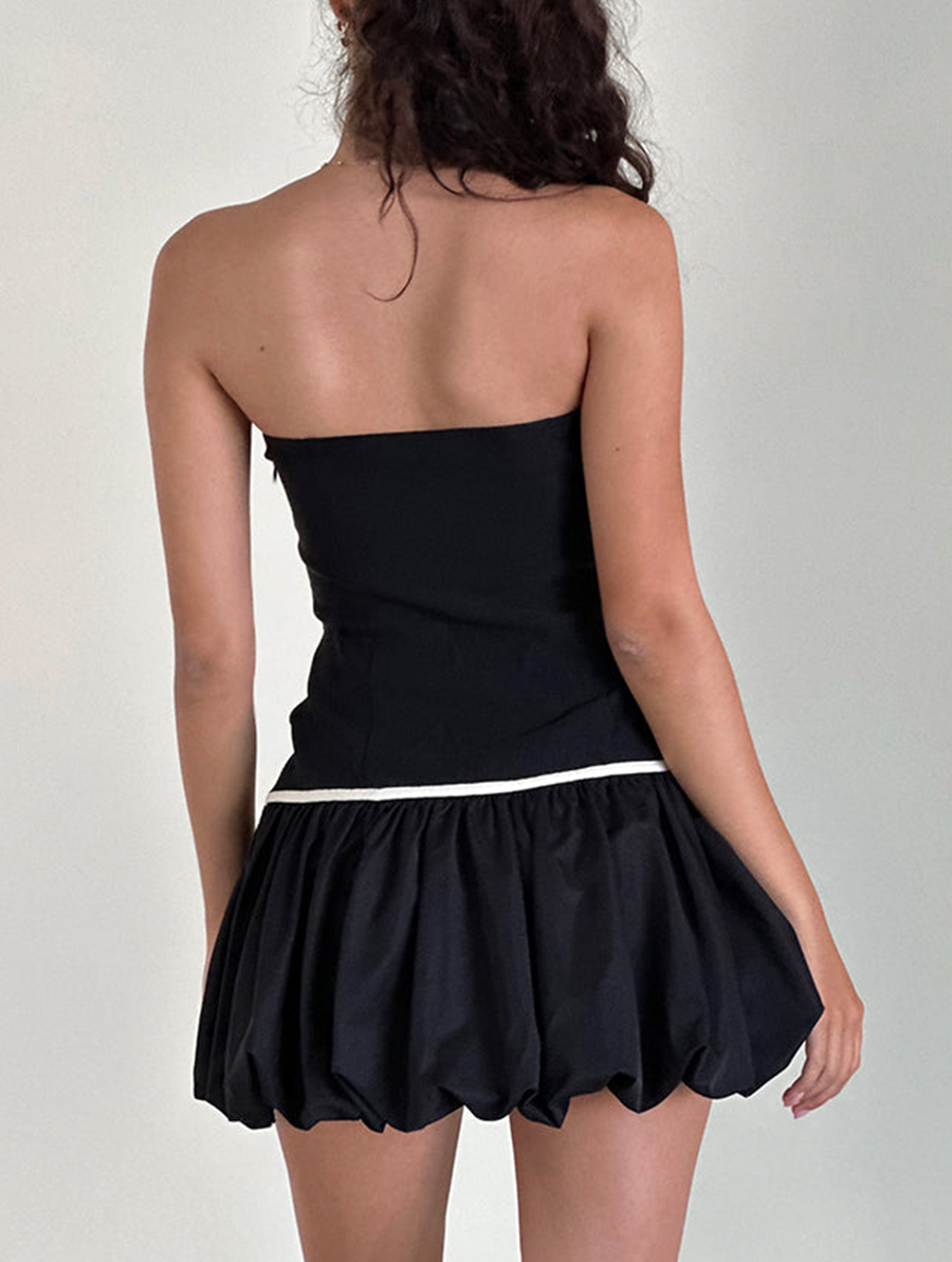 Puffball Mini Dress In Black