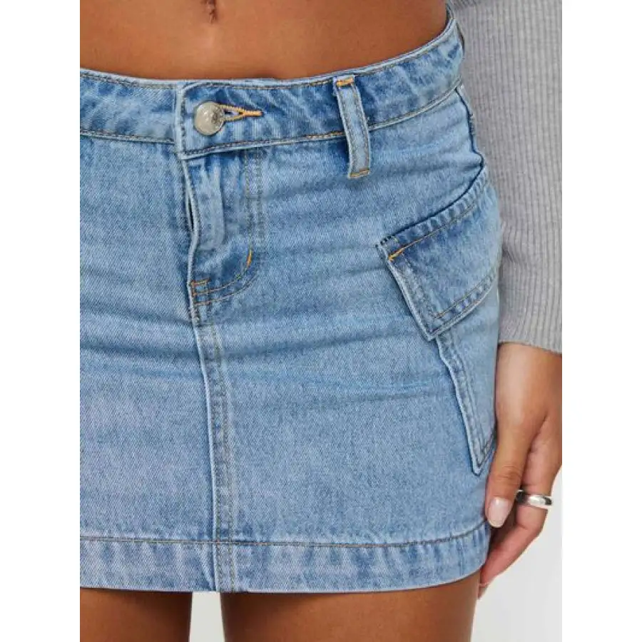 Mini Cargo Denim Skirt with Pockets