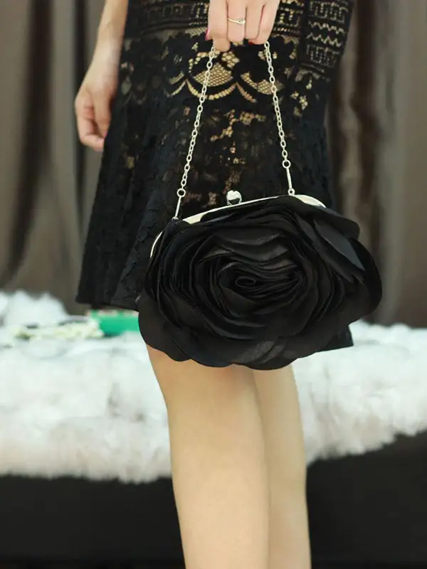 Dimensional Floral Evening Clutch Bag